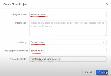 Create Cloud Project smart home